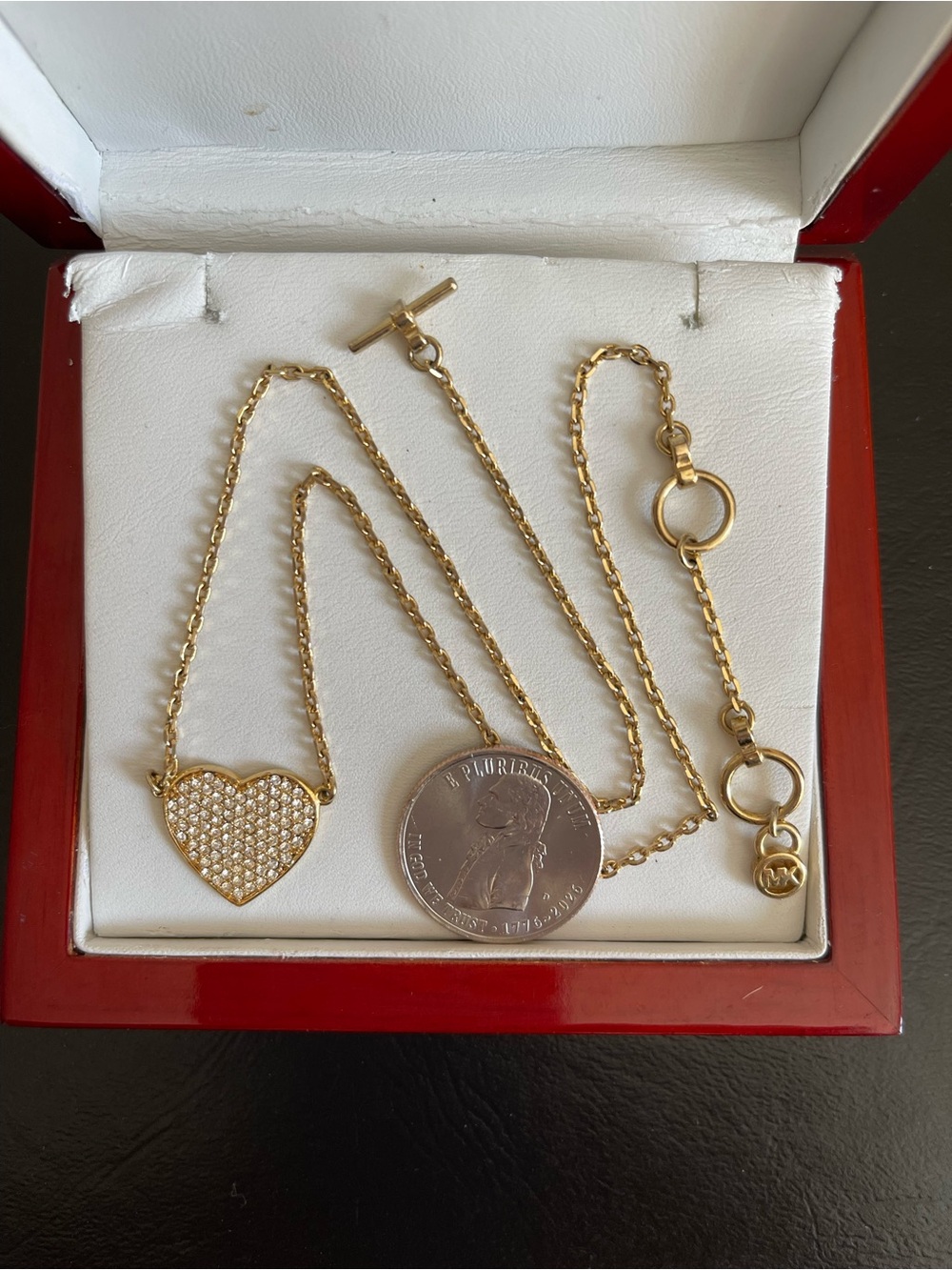 Michael Kors Gold Pave Heart Pendant Necklace - Picture 4 of 7